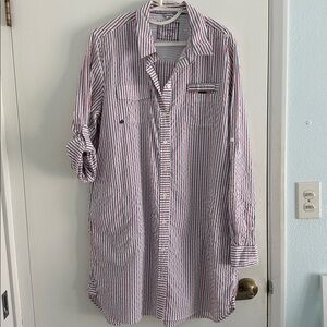 VINEYARD VINES HARTLEY HARBOR Performance red, blue stripes cover-up EUC size 16